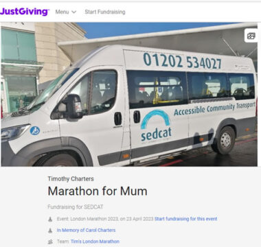 image of a bus anf Just Giving logo