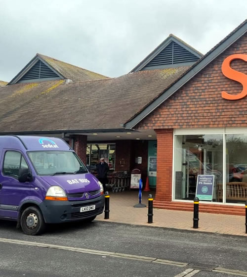 sedcat bus outside Sainsbury