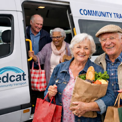 People getting out of a bus